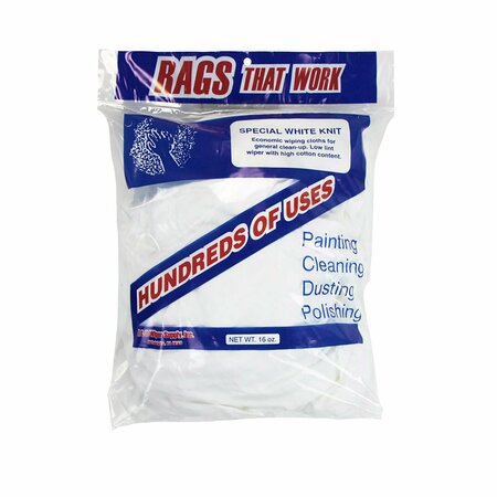 MONARCH BRANDS T-Shirt Cleaning Rags - White - 1 lb Bag PNP-N080-W43-1